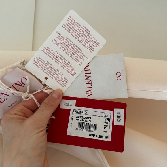 NWT VALENTINO Off-White Crystal Star Wool Crepe Minidress, size 48 - Picture 4 of 7